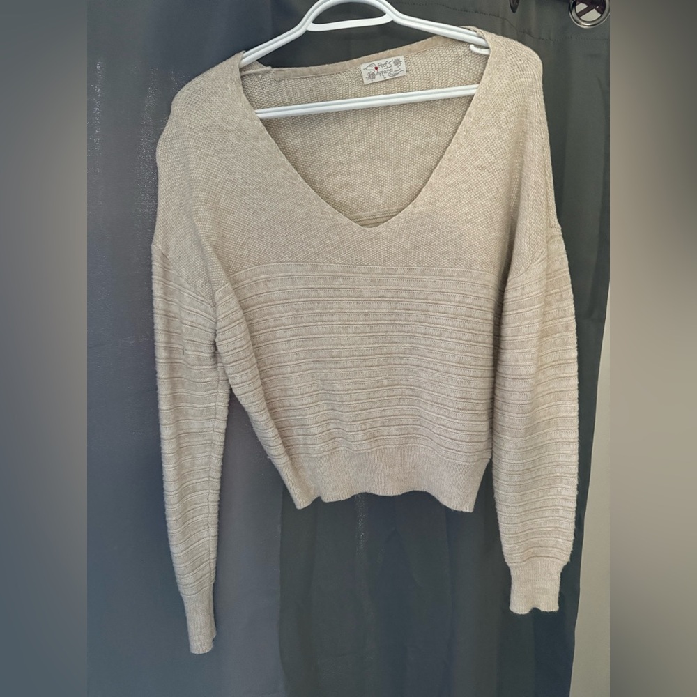 V-Neck Beige Sweater